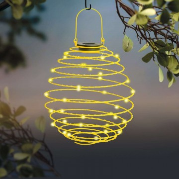 LED-es szolár spirál gömb lámpa - melegfehér - 22 cm - sárga...