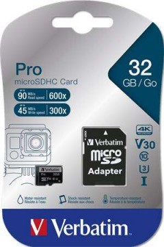 Memóriakártya, microSDHC, 32GB, CL10/U3, 90/45 MB/s, adapter, VER...