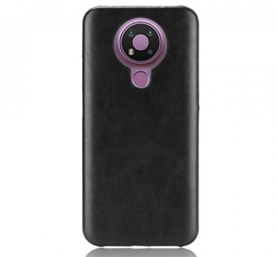 Műanyag telefonvédő (bőr hatású bevonat) FEKETE Nokia 3.4