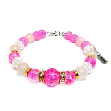 Pink Ice Lolly – Hegyikristály és rózsakvarc ásvány karkötő...