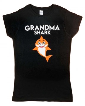 Rövid ujjú női póló cápás mintával "Grandma shark"...