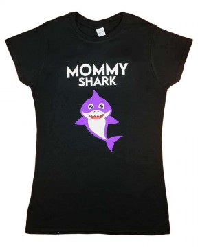 Rövid ujjú női póló cápás mintával "Mommy shark"...