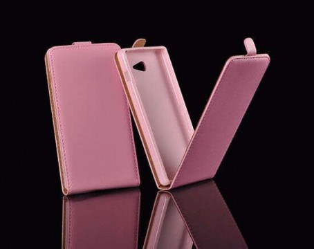 Samsung G900 Galaxy S5 rózsaszín szilikon keretes vékony flip tok