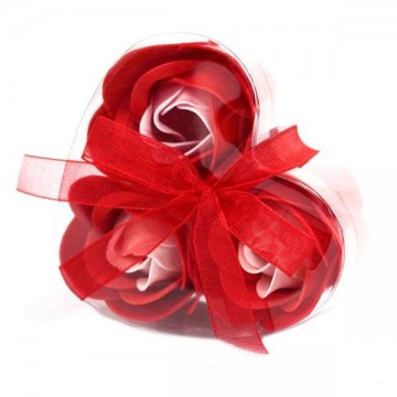 Szerelmes szív – Mini piros rózsák szappanvirág szett
