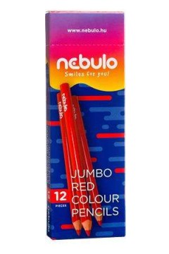 Színes ceruza, háromszögletű, jumbo, NEBULO, piros - 12...