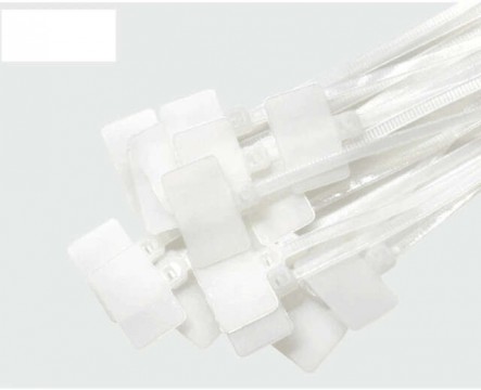 Színes címkés kábelkötegelő (100 db) - Fehér