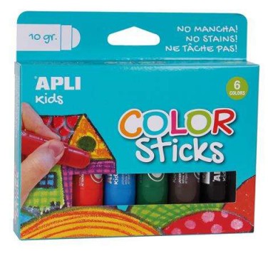 Tempera stift készlet, APLI "Kids", 6 különböző szín -...