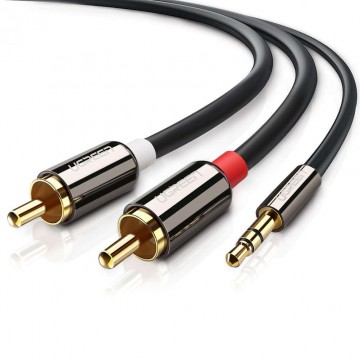 Ugreen 10591 audio kábel 5 M 2 x RCA 3.5mm Fekete