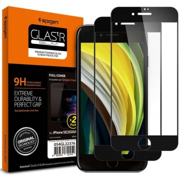 Üvegfólia tokbarát Spigen Glass FC iPhone 7/8/SE (2020) fekete,...