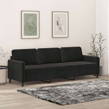 vidaXL 3 személyes fekete bársony kanapé 210 cm