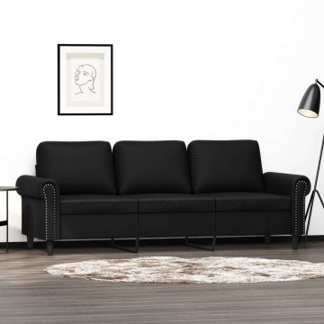 vidaXL 3 személyes fekete műbőr kanapé 180 cm