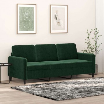 vidaXL 3 személyes sötétszöld bársony kanapé 180 cm