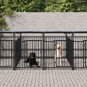 vidaXL acél kültéri kutyakennel tetővel 11,26 m²