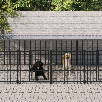 vidaXL acél kültéri kutyakennel tetővel 7,51 m²