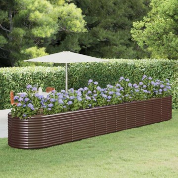 vidaXL barna porszórt acél kerti ültetőláda 554 x 100 x 68 cm