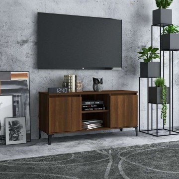 vidaXL barna tölgyszínű TV-szekrény fémlábakkal 103,5 x 35 x 50...