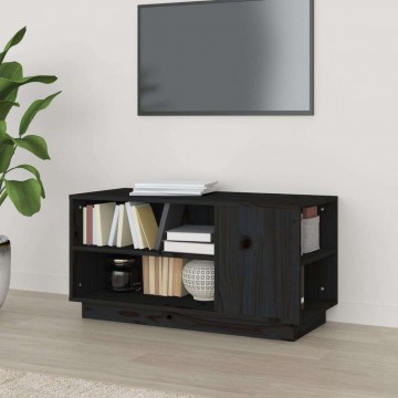 vidaXL fekete tömör fenyőfa TV-szekrény 80 x 35 x 40,5 cm