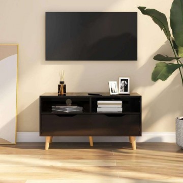vidaXL magasfényű fekete forgácslap TV-szekrény 90 x 40 x 48,5 cm