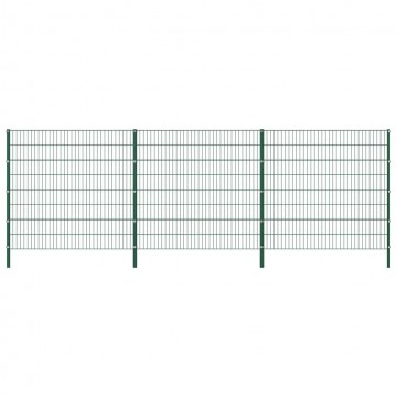 vidaXL zöld vas kerítéspanel oszlopokkal 5,1 x 1,6 m