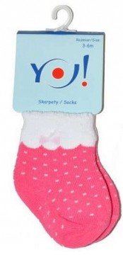 Yo! Baby frottír zokni 6-9 hó - rózsaszín pöttyös