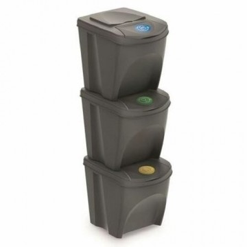 Sortibox Szelektív hulladékgyűjtő kosarak szürke, 25 l, 3 db...