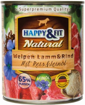 Happy&Fit Natural Junior Lamb & Beef & rice & flaxseed oil 800 g