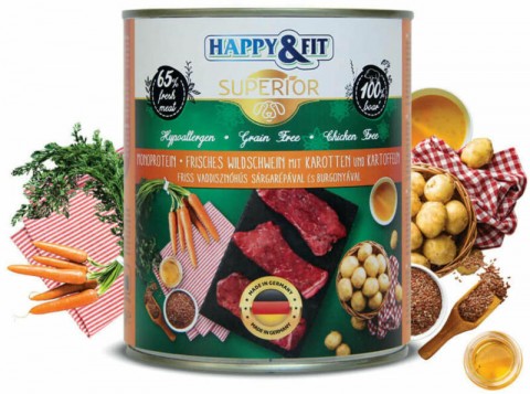 Happy&Fit Superior 100% Monoprotein Wild boar meat with beets and...
