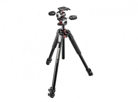 Manfrotto 055 kit - alu 3-section horiz. column tripod with 3 Way Head...