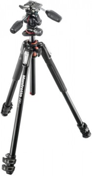 Manfrotto 190 kit - alu 3-section horiz. column tripod with 3 way head...