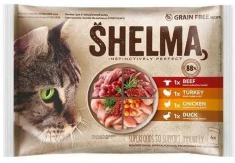 Partner in Pet Food Shelma beef/turkey/chicken/duck 4x85 g