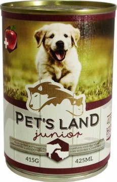 Pet's Land Dog Junior - Beef & Lamb With Apple 415 g
