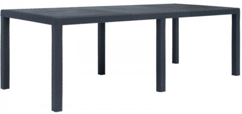 vidaXL Rattan hatású műanyag asztal 220x90x72 cm - antracit (45608)