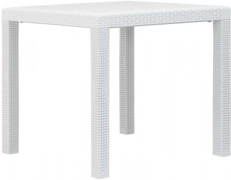 vidaXL Rattan küllemű műanyag asztal 79x79x72 cm - fehér (45601)