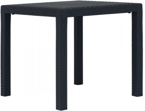 vidaXL Rattan küllemű műanyag asztal 79x79x72 cm - fekete (45602)